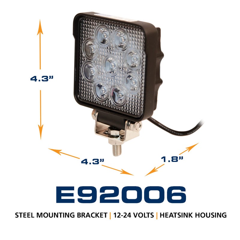 ECCO E92006 Flood Light 9 Led, Flood Beam, Square, 1 Bolt Mount, 12 24 Volt - Image 3